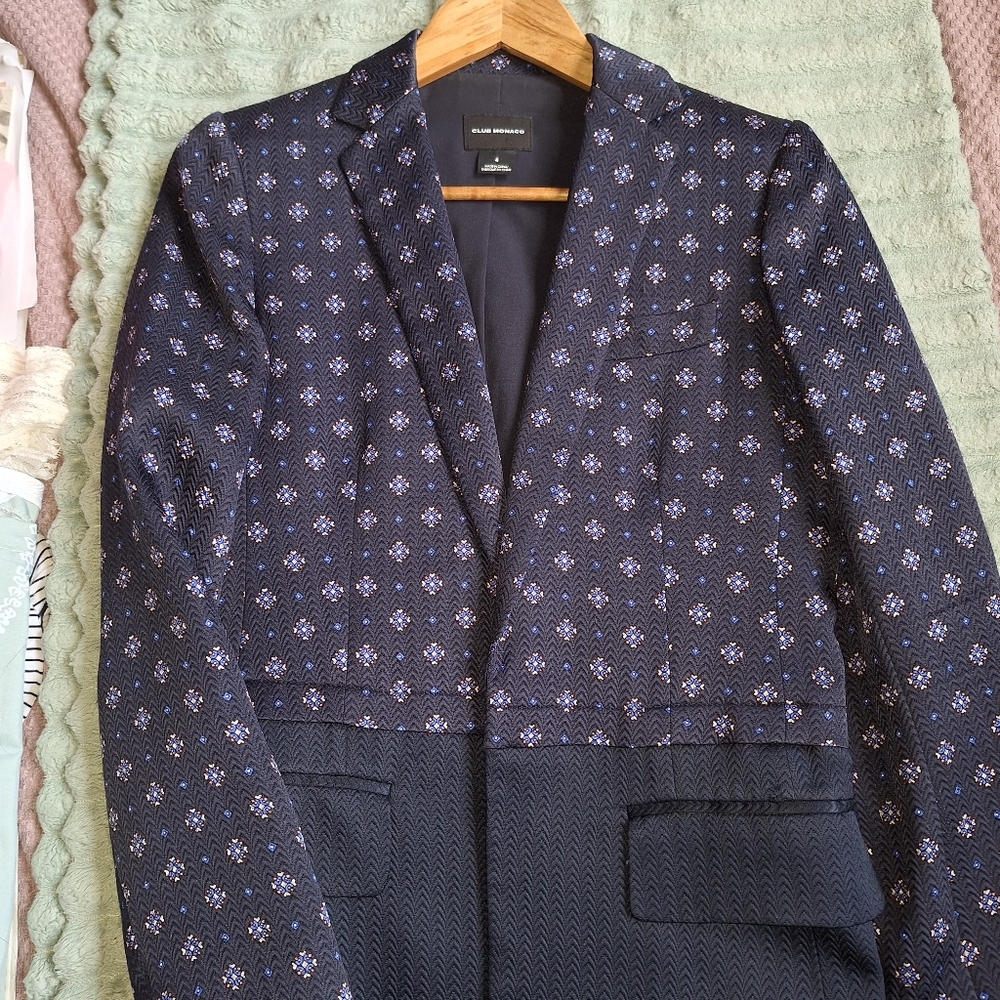 Club Monaco Women's Floral Pattern &  Color Block Blazer Sz 4 Silk Jacket